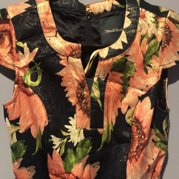 ⭕️ PRICE FIRM NEW ModCloth Size 00 Blue Floral Sparkly Dress - Picture 4 of 5